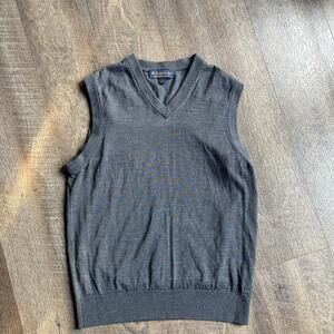 Brooks Brothers Sweater Vest Brookstech 100% Merino Wool Dark Grey Small